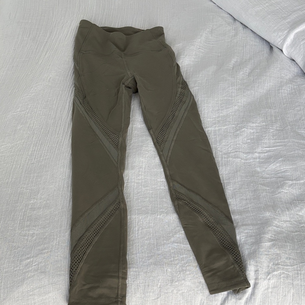 lululemon olive Mesh Leggings